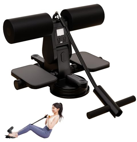 Barre de sit up portable, appareil d'entraînement pour abdominaux avec ventouses et corde de traction, appareil d'entraînement multifonction pour la maison, pour abdominaux (noir)