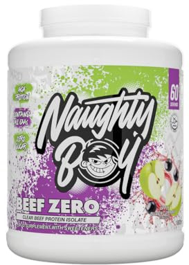 Naughty Boy Clear Beef Protein Isolate Powder, Muscle Growth and Recovery, Lactose Free, Zero Sugar, Low Fat, 1.8kg - 60 Servings (Apple & Blackcurrant)