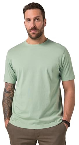 JP 1880 Herren große Größen Übergrößen Menswear L-8XL T-Shirt, Basic, Rundhals, gekämmte Baumwolle grau-Mint 5XL 702558180-5XL