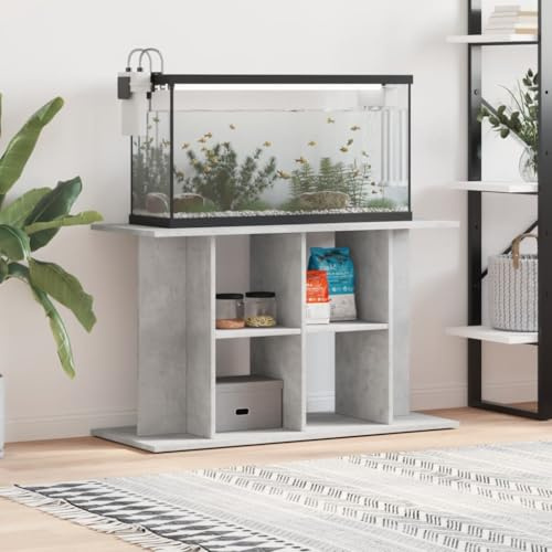 LoogCape Akvariestativ, betonggrått, 100 x 40 x 60 cm, trämaterial med förvaringsutrymme för akvaristik och terrarism, stabil möbelram för vardagsrum, kontor eller hall