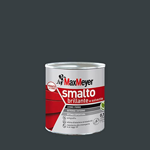 MAXMEYER Smalto a solvente per ferro e legno brillante ANTRACITE R7016 0,125 L