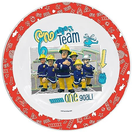 p:os 33627 - Kinderteller Feuerwehrmann Sam, Durchmesser ca. 20,8 cm, bruchsicher, flach, Teller für Suppen, Pasta und Salat