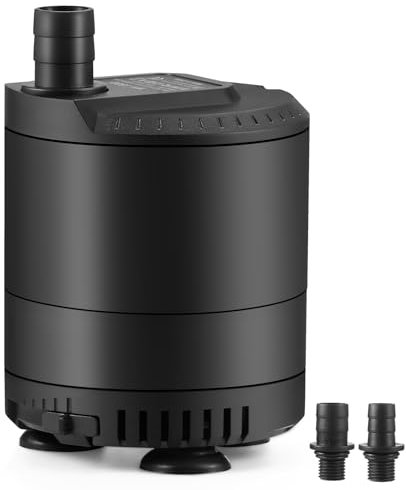 SOUSLOW Pompe à eau submersible 20 W 1500 l/h AC220-240 V Pompe à eau d'aquarium avec 2 buses pour bassin, fontaine de jardin, système hydroponique