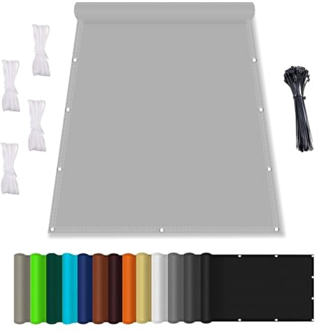Sonnenschirm Segel, Balkon Terrasse Windschutz mit ösen, Wasserdicht markisenstoff, Terrasse überdachung Balkon Zaunblende Sichtschutz, für AußEnbereich,Garten Hellgrau 2x5M