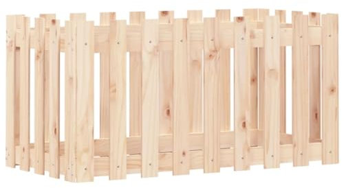 AUVYI Pot de fleurs en bois, design clôture à lattes, bac à plantes, bac décoratif, durable et imputrescible, meubles de jardin, 100 x 50 x 50 cm, en pin massif