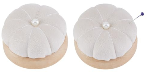 NBEADS 2 Pcs Coussin à Épingles, Coussins à Aiguilles à Base en Bois Coussins à Épingles de Style Japonais Coussin à Épingles Rond pour Couture Quilting Travaux D'Aiguille Vieille Dentelle, 6.9x4cm