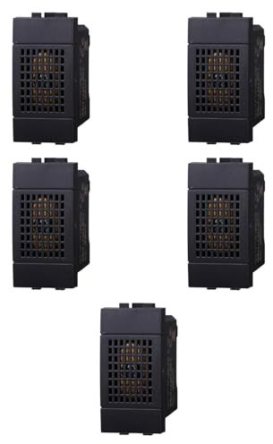 5 timbres, timbre, módulo negro, compatible con BTicino Living, frutos, interruptores, botones, desviadores, reguladores, sensores, PIR, zumbador, para placas originales y compatibles