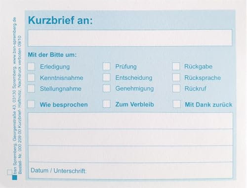 Kurzbrief, Haftnotizzettel, Block mit 50 Blatt, im 3er Set