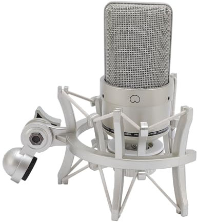 Ouitble XLR Studio Microfono 26 Mm Grande Microfono a Condensatore a Membrana con Supporto per la Produzione Musicale Canto e Podcast (Oro)