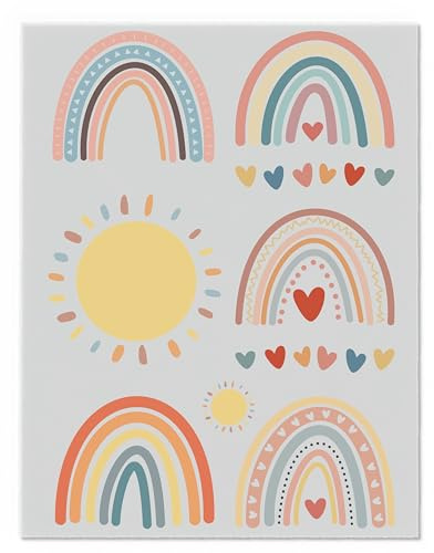 Regenbogen Bügelbilder-Set – Verschiedene Motive und Größen auf A4-Bogen – Zum Selbstgestalten von Textilien für Kinder & Erwachsene D36