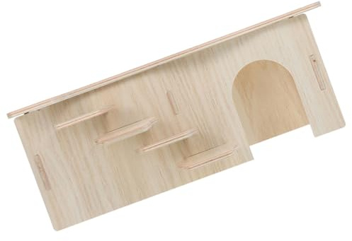 WEKADRIN Maisonnette Bois pour Hamster et Cage à Hamster Cachette Décorative avec Rampe Accès Maison et Accessoires
