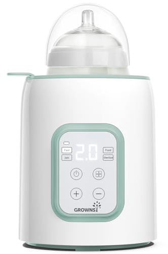 GROWNSY Chauffe-biberon 8 en 1 pour toutes les bouteilles avec minuterie, contrôle précis de la température et arrêt automatique, chauffe-biberon multifonctionnel pour lait maternel, vert