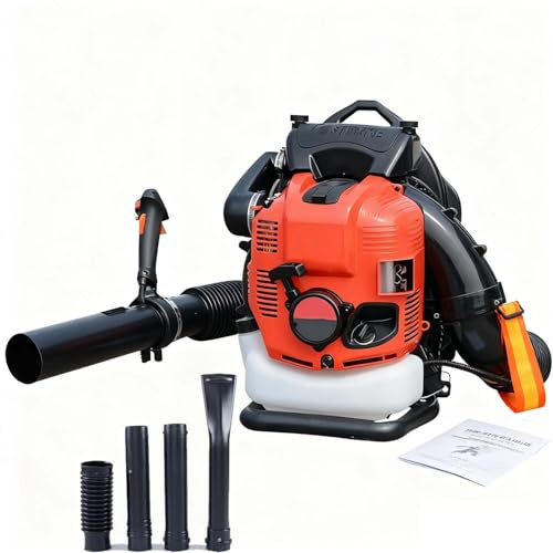 CUTANGELAR Soffiatore A Spalla A Benzina Senza Fili 4 Tempi, Motore A Gas 125cc Design 9.5kg 12CV, Leggero E Regolabile Per Soffiare Efficientemente Polvere, Foglie E Neve Nei Prati(Red)