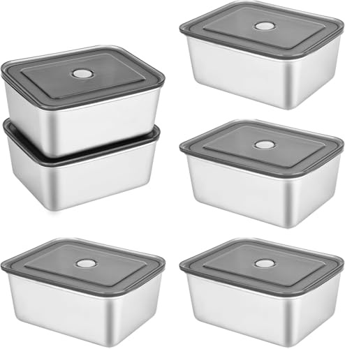 DMJJSD Recipientes de acero inoxidable con tapas, 6 piezas de 500 ml de metal, fiambrera a prueba de fugas, caja bento con sello de repuesto, apto para horno, congelador, lavavajillas (color 1)