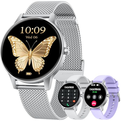 Montre Connectée Femme Appel Bluetooth: 1.27 Smartwatch avec Fonction Féminine Cardiofréquencemètre SpO2 Sommeil Montre 100+ Mode Sport Montre IP68 Fitness Podomètre Compatible pour iOS et Android