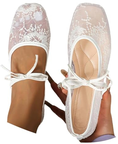Chaussures Plates élégantes en Dentelle Bout Pointu résille Confortables décontractées Quotidien Femmes Casual Shoes