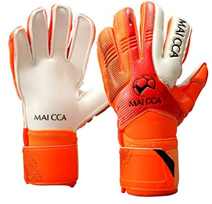 Wrzbest Guantes de portero profesionales para niños y jóvenes, guantes de portero de fútbol americano con fuerte agarre y protección de la columna vertebral de los dedos (naranja, 6)