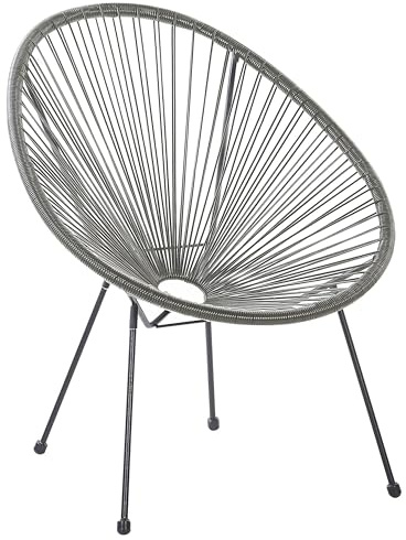 Beliani Silla de balcón de ratán sintético Gris Oscuro Resistente a la Intemperie Sala de Estar jardín bistró Moderno Acapulco II
