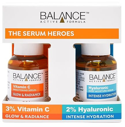 Balance Active Formula The Serum Heroes (Vitamin C Brightening serum & Hyaluronic Deep Moisture Serum) - Armed with active ingredients to glow and hydrate.