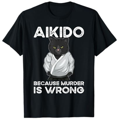 Aikido Clothing Uniform Gi Belt Funny Aikido Cat T-Shirt