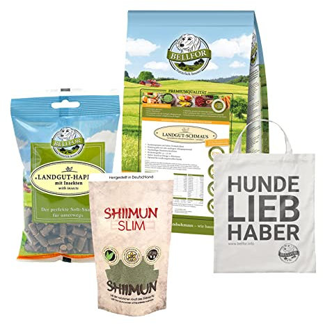 Bellfor Set di cibo dietetico per cani secco senza cereali 2,5 kg snack 200 g dieta cibo 50 g per cani per cani di taglia media sensibile alla nutrizione