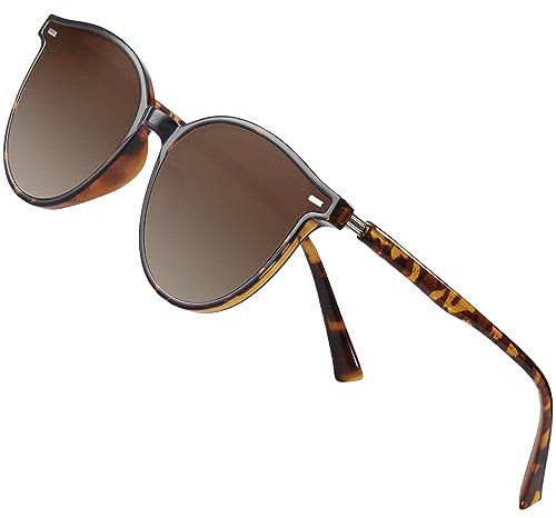 Arjien Retro Polarisierte Sonnenbrille für Damen Herren UV400 Schutz Ultraleicht TR90 Rahmen Runde Sonnenbrille für Frauen Männer