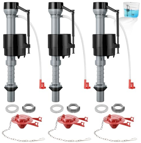 Saillong 3 Sets Toilet Float Replacement Kit, Universal Toilet Flusher Replacement Kit and 2 Inch Flapper Replacements, High-Performance Tank Water Control and Fill Valve, Quiet & Easy to Install