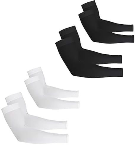 SSKHE - Juego de 4 pares de mangas UV para tatuajes y deportes de compresión para hombre y mujer, ciclismo, conducción, golf, senderismo, pesca, jardinería, color negro, talla única
