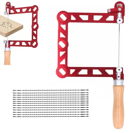 Sierra De Marquetería, Sierra de Alambre De 5 Pulgadas Para Carpinteros Con Marco De Hoja Y 13 Cuchillas De Repuesto Herramienta Manual De Corte Multidireccional, Para Madera Plástico Metal Blando