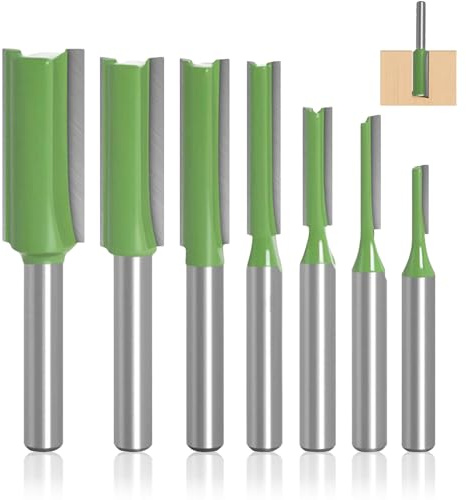 Fresa para Router, 7 Piezas de Aleación de Ranurado de Corte de 6mm de Mango, de Doble Filo de Corte Recto, Varios Tamaños de Corte Conjunto, para el Corte de Madera