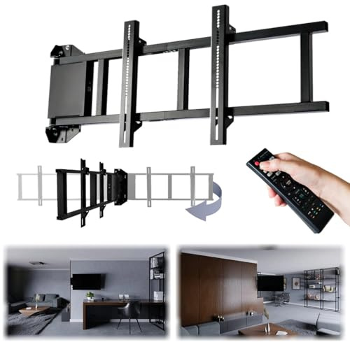 SABAJ Electric motorised TV Bracket wall mount SM-XL-180 up to 75 inch 180 degree swivel tilt 7 degree vesa 100x100 600x400 remote control LED LCD OLED Plasma FHD 4k long arm Smart Home UK PLUG