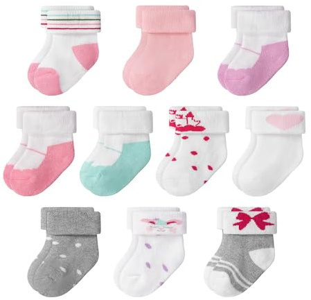 TRAMLE Baby Socks Cotton Warm Newborn 10 Pairs Thick Loop Winter Cozy Cute Socks for Baby Girls Toddler 0-6 Months