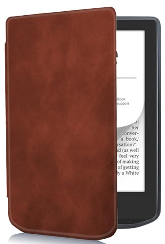 LOKLNEYK Fodral för Pocket Book Vers/Verse Pro 6 tum (modell: PB634) – ultratunn, lätt, allt inkluderande skyddsfodral med intelligent automatisk sömn väckningsfunktion (kaffe)