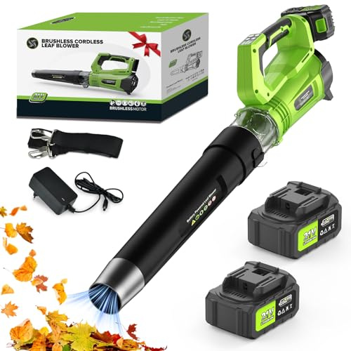 Soffiatore Aspiratore a Batteria Soffiatore a Foglie Senza Spazzole 1000W, 96000RPM, 21V 8000mAh, 5 Velocità Regolabili, Leggero Silenzioso Portatile, Soffiatore Elettrico per Giardino Vialetto Patio