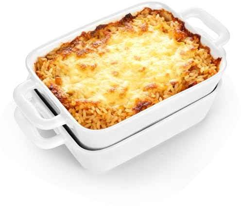 Set di 2 mini pirofile rettangolari in ceramica, casseruole individuali per lasagne, porzioni per bambini, adatte al forno