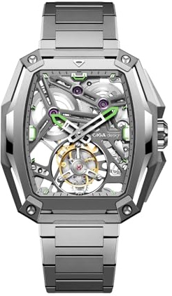 CIGA Design Montre mécanique Hunter Tourbillon Squelette, Argenté., Moderne
