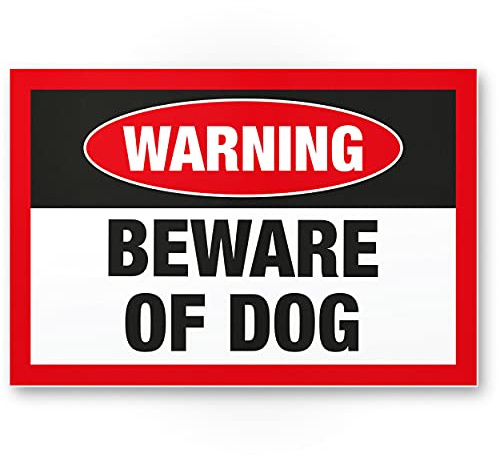 Warning Beware of Dog (svart) – hundplastskylt, notskylt trädgårds-/trädgårdsstolpe – dörrskylt husdjur, varningsskylt avskräckande/brottsskydd – respekt/försiktighet hund