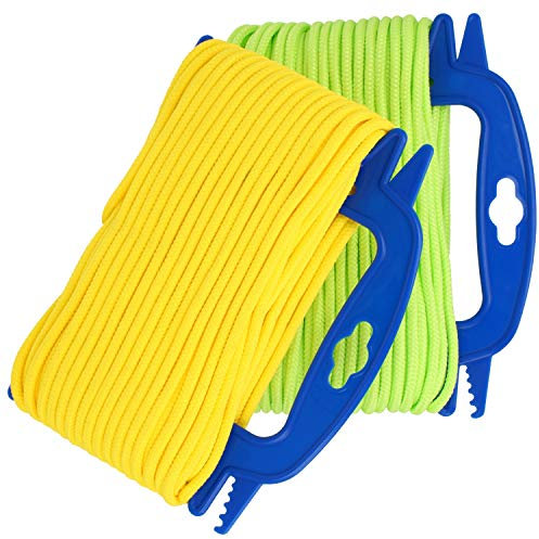 com-four® 2X 30m Allzweckseil mit Aufspulvorrichtung, vielseitige Maurerschnur, Flechtleine in auffälligen Farben [Auswahl variiert] (60 Meter - 2-farbig)