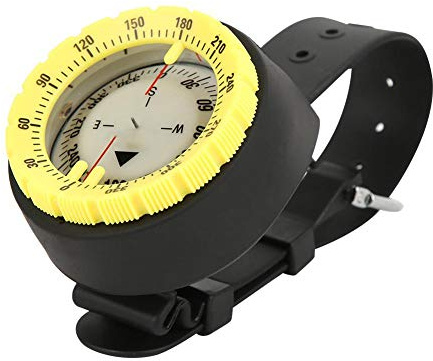 Keenso Diving Wrist Compass, CP-991 Lightweight Strong Magnet 50M Watch Balanced Waterproof Underwater Luminous Diving Wrist Compass(Yellow) diving diving diving