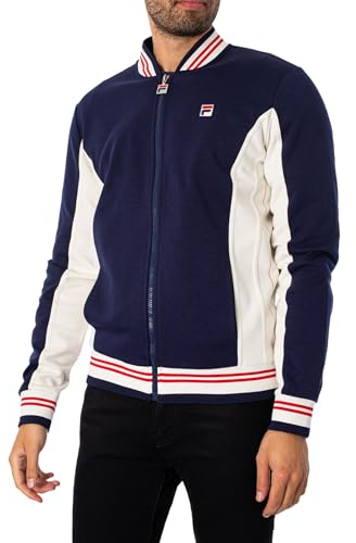 FILA Men's Settanta Track Jacket, Peacoat/Gardenia/Chinese Red, L