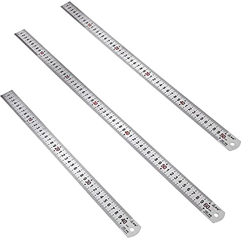 Siumir Règle en Acier Inoxydable Metallique 40 cm 50 cm 60 cm Règle Métrique et Impérial Double Face pour Lécole, Mesure de Bureau
