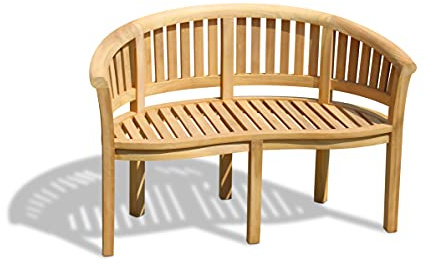 Jati Bijou Teak FULLY ASSEMBLED Garden Banana Bench - 2-Seater | 1.2m / 4ft