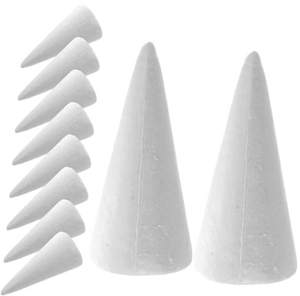 Happyyami Home Decor 12pcs 15cm Christmas Craft Foam Cone Christmas Tree Foam Disc Foam Cone White Foam Cone DIY Modeling Christmas Tree Decoration Home Accessories