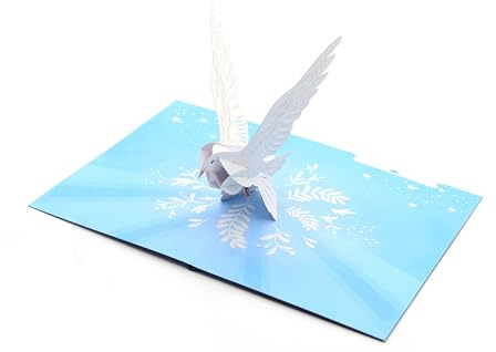 Tarjeta 3D de paloma blanca hecha a mano, tarjeta de felicitación de paz, recuperarse pronto, bautizo, boda, ordenación, condolencias, primera comunión
