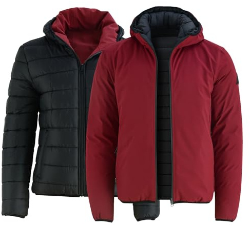 Ambick Chaqueta acolchada reversible Bravo para hombre, acolchada y aislante, ligera y plegable. Chaqueta de senderismo cortavientos, cálida y resistente al agua