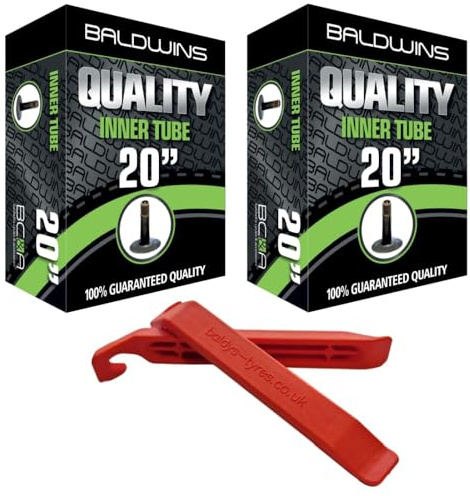Baldwins Bike Inner Tube 20 x 1.75 to 2.125 Schrader Valve & BALDY'S TYRE LEVER (Pack of 2)
