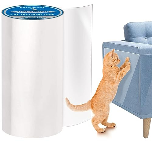 Petslucent Ruban Adhésif Anti-Rayures pour Chat, Protecteur de Meubles de Chat Bande de Formation Anti-Rayures, Protections Double Face pour Tapis, Canapé, Porte (Bleu) (20CM X 300CM)
