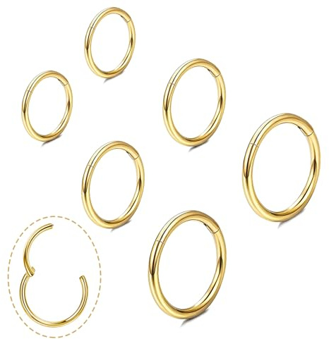 Petites boucles d'oreilles créoles hypoallergéniques plaquées or 14 carats pour cartilage, hélix, tragus disponibles pour homme et femme