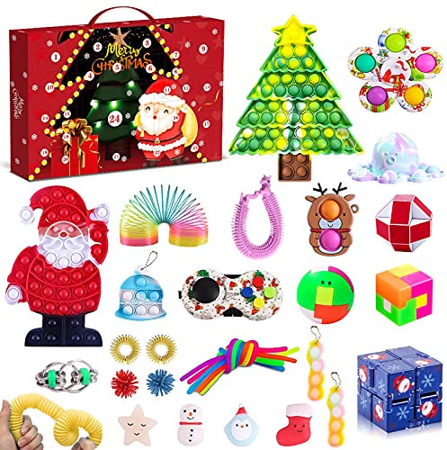 Adventskalender 2025 Kinder, 24 Tage Fidget Weihnachten Adventskalender, Überraschungen Weihnachtskalender Countdown, Stressabbau Fidget Spielzeug Set, Geschenk für Kinder, Mädchen, Jungen (Q)