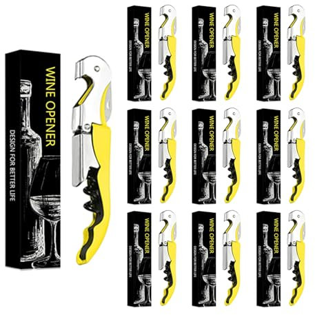 Limonadier Professionnel Serveur Tire Bouchon Professionnel Couteaux de Sommelier en Acier Inoxydable Avec DéCapsuleur et Coupe Capsule (5, Jaune)